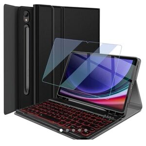 Samsung Galaxy Tab S10 Lite 5G Backlit Keyboard Case PU LEATHER-Black